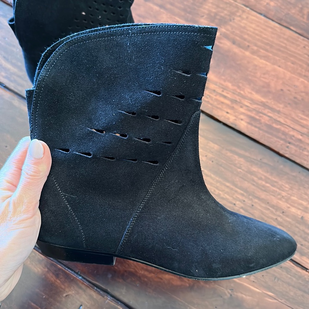 Black suede booties